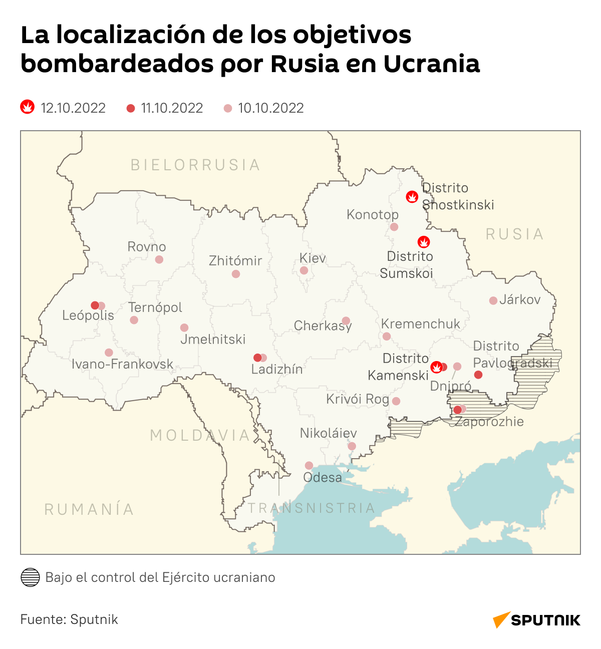 El mapa de los ataques rusos en Ucrania tras el atentado en el puente de Crimea - Sputnik Mundo
