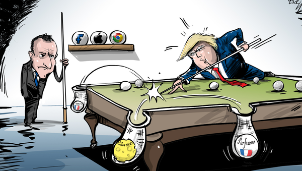 Trump y Macron juegan una partida de billar comercial  - Sputnik Mundo