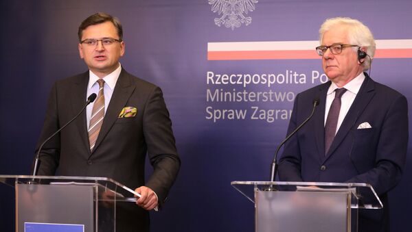 El ministro de Exteriores de Ucrania, Dmitri Kuleba y su homólogo polaco, Jacek Czaputowicz - Sputnik Mundo