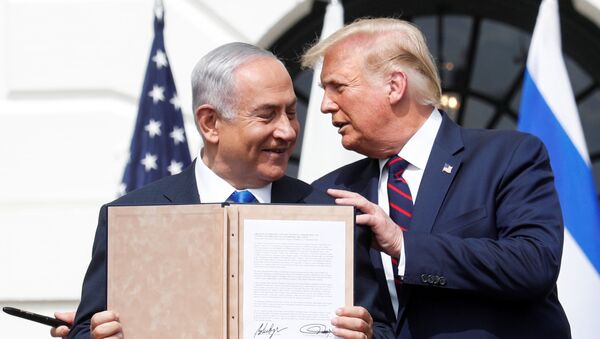 Primer ministro israelí, Benjamín Netanyahu, y presidente de EEUU, Donald Trump - Sputnik Mundo