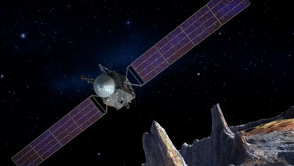 Concepto artístico de la nave espacial Psyche que realizará una exploración del asteroide - Sputnik Mundo