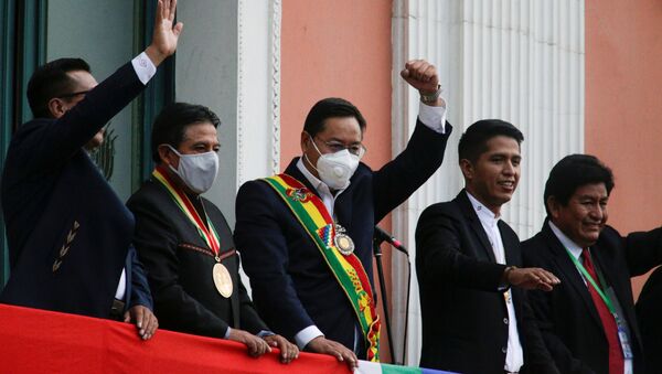 Luis Arce, el presidente de Bolivia, en la Paz - Sputnik Mundo