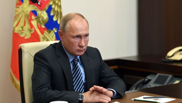 Vladímir Putin, el presidente de Rusia, en una videoconferencia sobre Karabaj - Sputnik Mundo