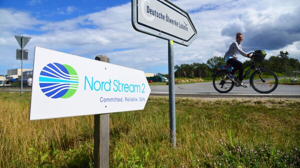 Una señal de Nord Stream 2 en Alemania - Sputnik Mundo