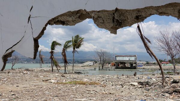 Las ruinas de edificios dañados por un terremoto en Célebes (Indonesia) - Sputnik Mundo
