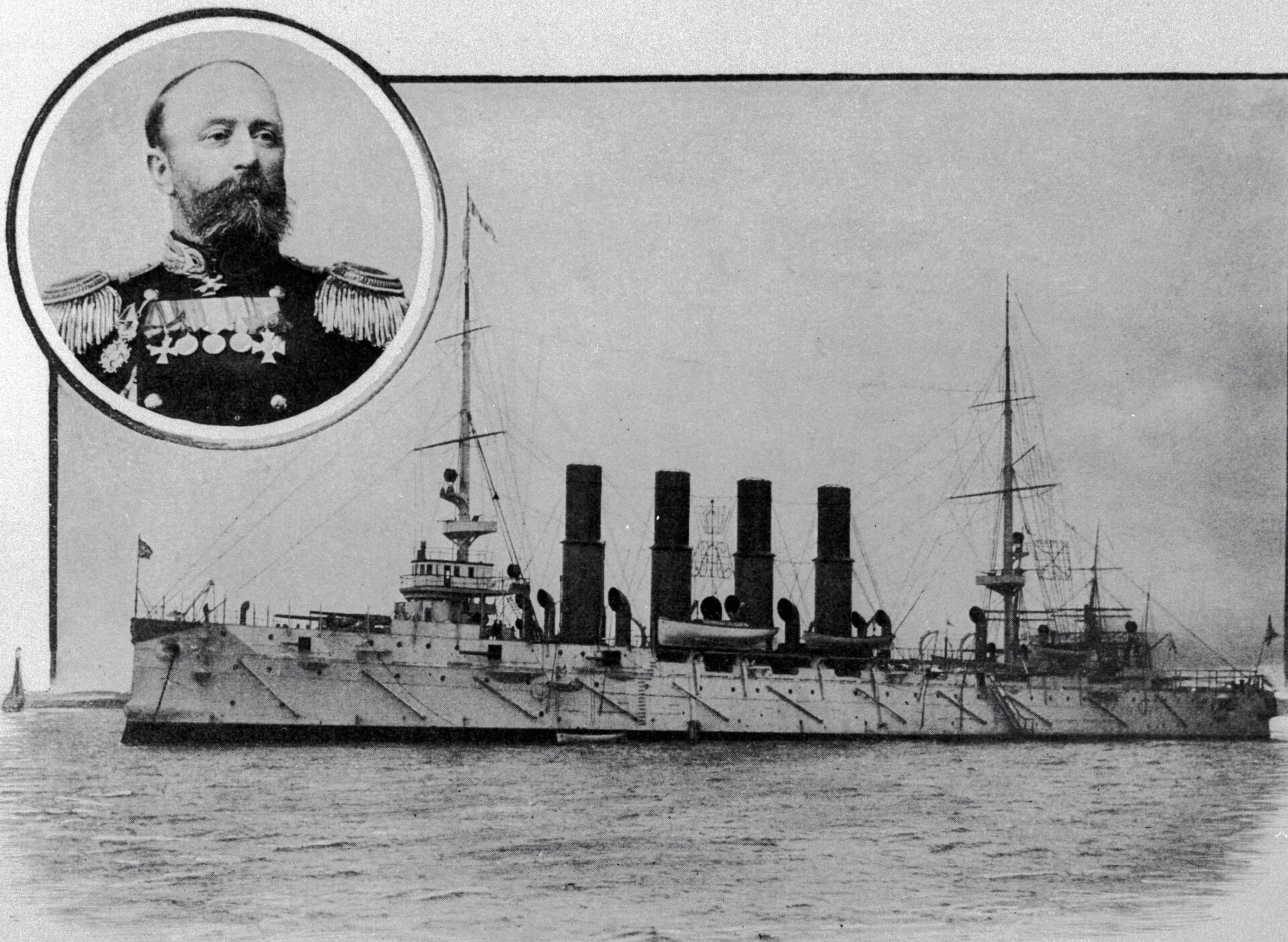 El capitán de Variag, Vsévolod Rúdnev, y su buque - Sputnik Mundo, 1920, 11.02.2021