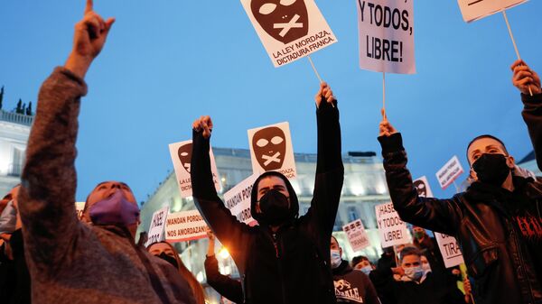 Las protestas en España en apoyo a Pablo Hasél - Sputnik Mundo