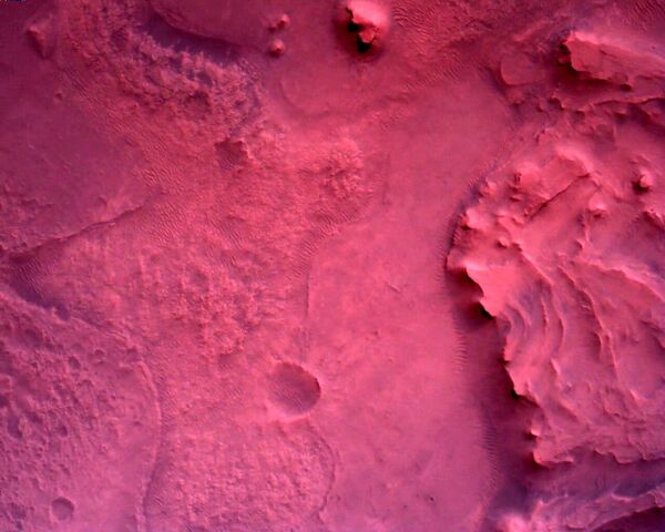 La superficie de Marte bajo el róver de la NASA, en la imagen captada por la cámara inferior del vehículo el 22 de febrero de 2021.  - Sputnik Mundo