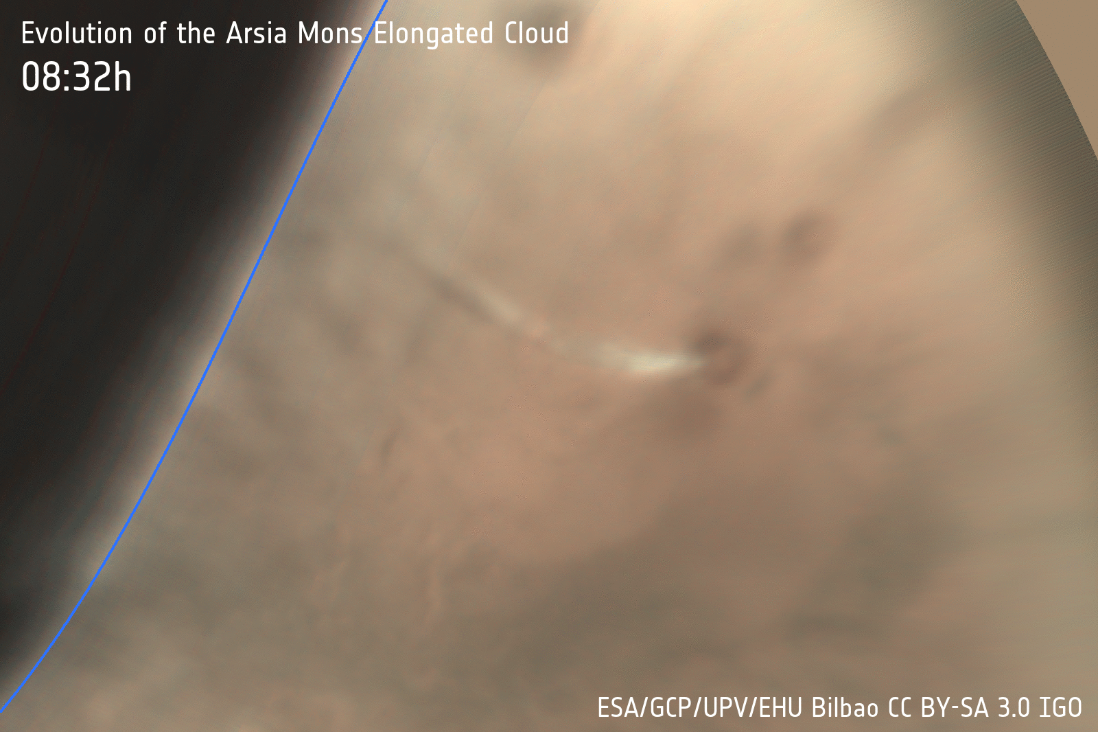 Imagen de la nube marciana captada por la Cámara de Monitorización Natural instalada en Mars Express - Sputnik Mundo, 1920, 13.03.2021