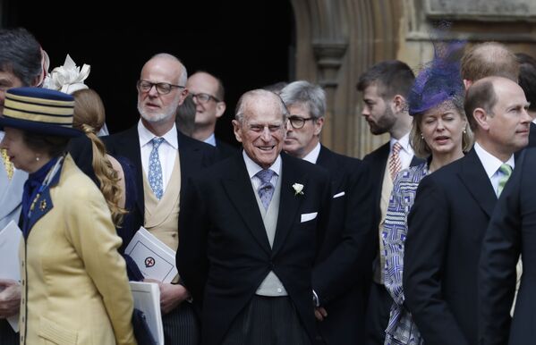 El príncipe Felipe en la boda de Lady Gabriella Windsor y Thomas Kingston, el 18 de mayo de 2019. - Sputnik Mundo