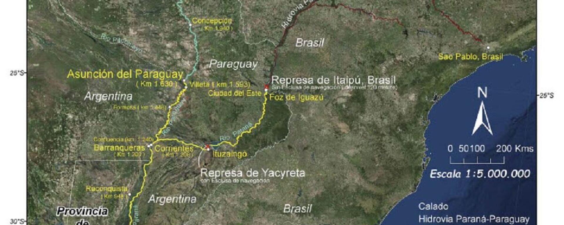 Mapa de la Hidrovía Paraná - Paraguay - Sputnik Mundo, 1920, 29.06.2021