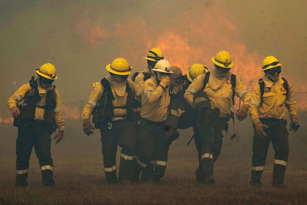 Un bombero herido durante la extinción del incendio forestal en Ciudad del Cabo. - Sputnik Mundo