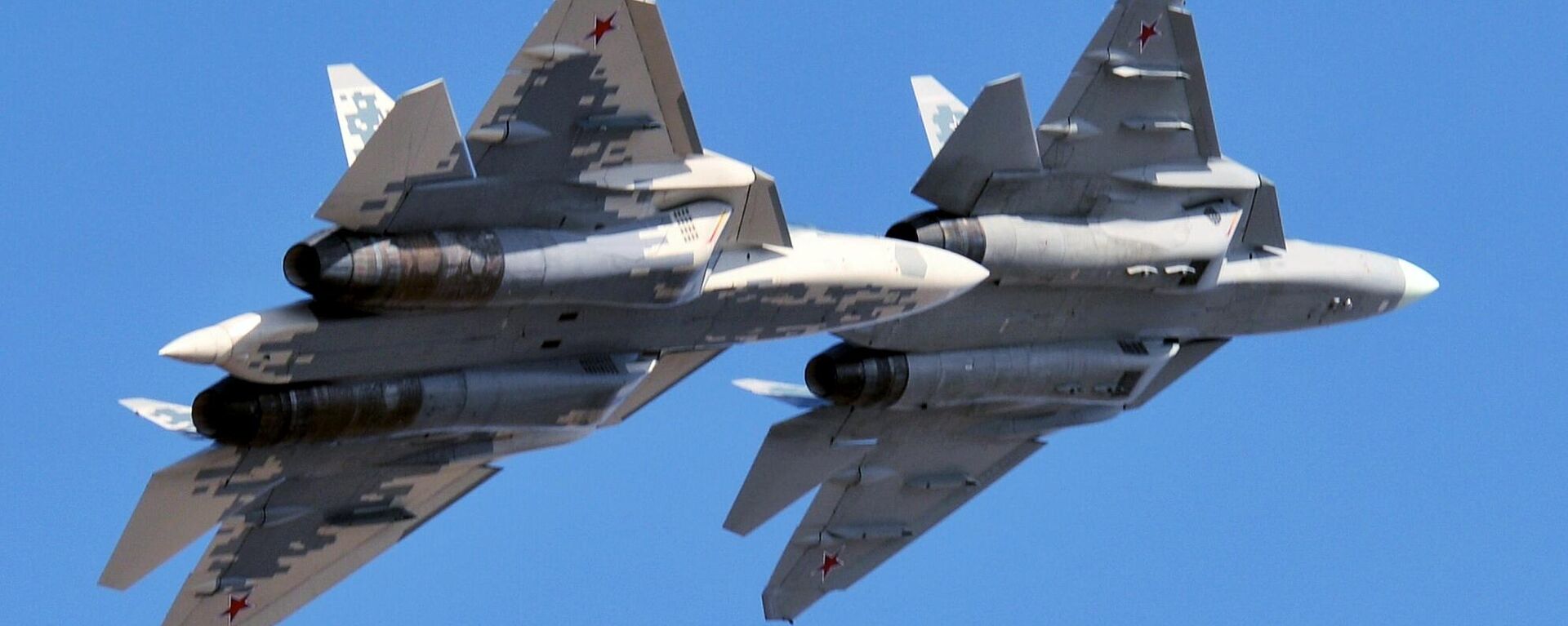 Dos cazas Su-57 de las Fuerzas Aeroespaciales de Rusia - Sputnik Mundo, 1920, 21.04.2021