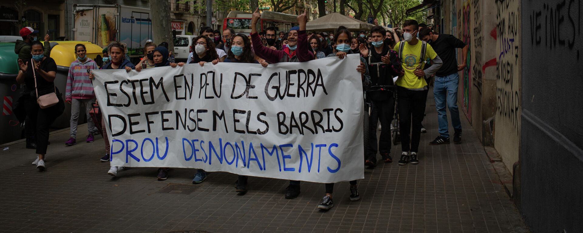 Manifestación contra los desahucios en Barcelona en abril de 2021 (referencial) - Sputnik Mundo, 1920, 25.05.2021