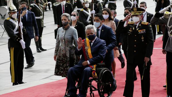 El presidente de Ecuador Lenín Moreno arribando a la ceremonia de asunción de su sucesor Guillermo Lasso - Sputnik Mundo