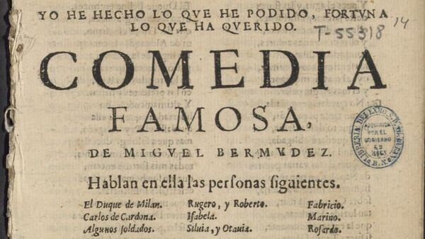 Portada de la comedia descubierta en la Biblioteca Nacional de España atribuida a Lope de Vega - Sputnik Mundo