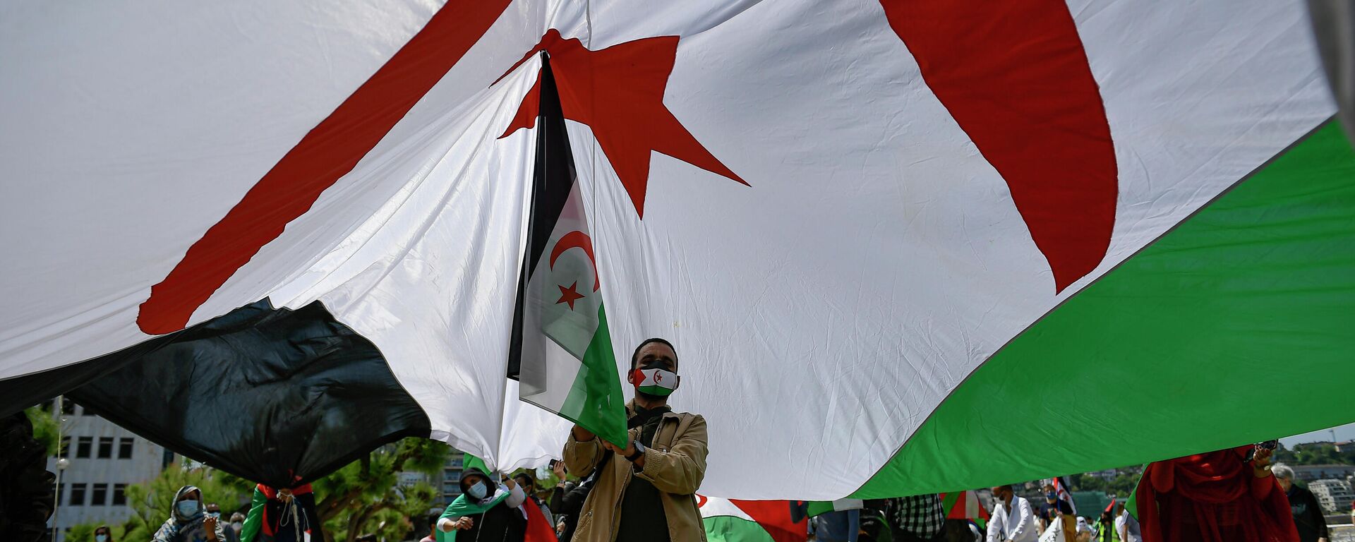 Un manifestante con la bandera de Sahara Occidental - Sputnik Mundo, 1920, 23.03.2022