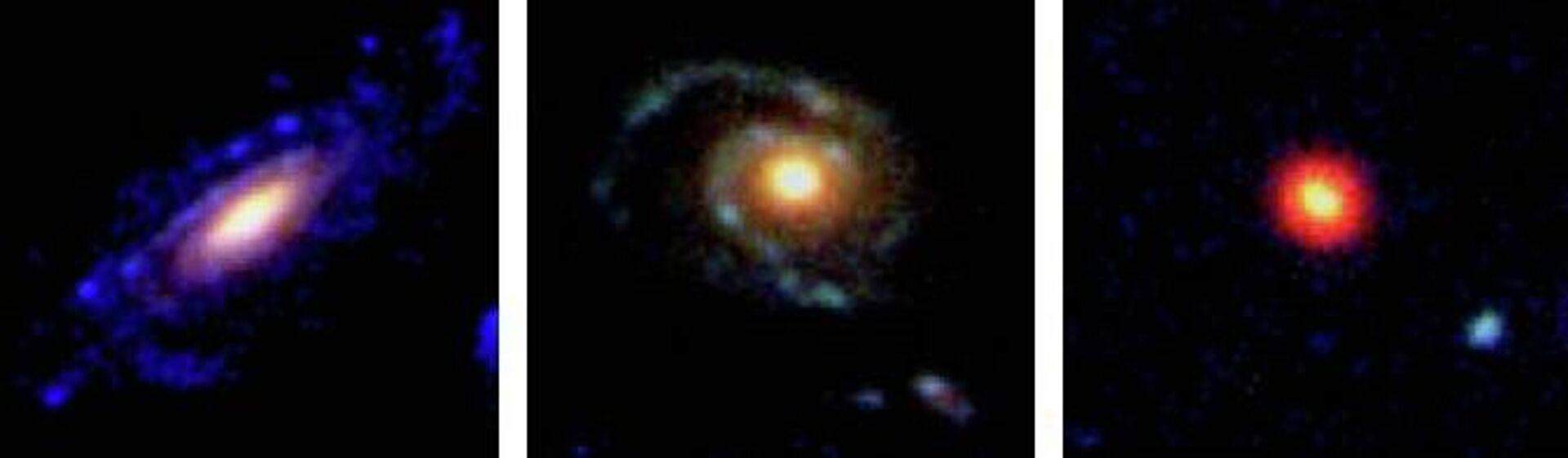 Dos galaxias de disco y una en espiral observadas en la lejanía - Sputnik Mundo, 1920, 11.06.2021