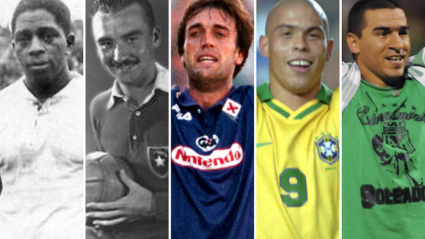 Los futbolistas Isabelino Gradín, Sergio Livingstone, Gabriel Batistuta, Ronaldo y Víctor Aristizábal - Sputnik Mundo