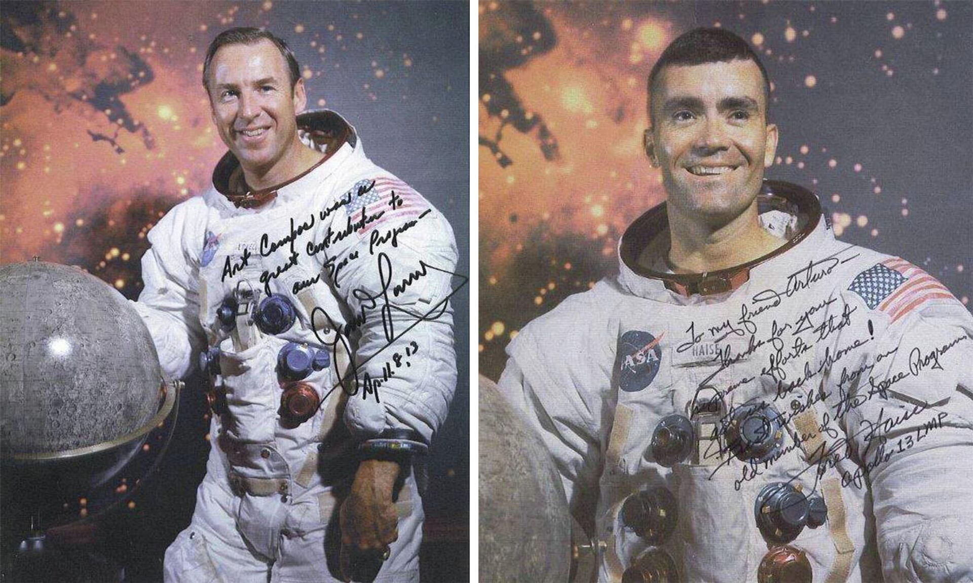 Fotografías autografiadas de los astronautas del Apolo 13 Jim Lovell y Fred Haise, dirigidas a Arturo Campos - Sputnik Mundo, 1920, 07.07.2021
