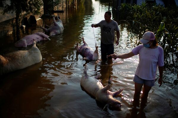 Las secuelas de una inundación en Xinxiang, provincia de Henan. - Sputnik Mundo