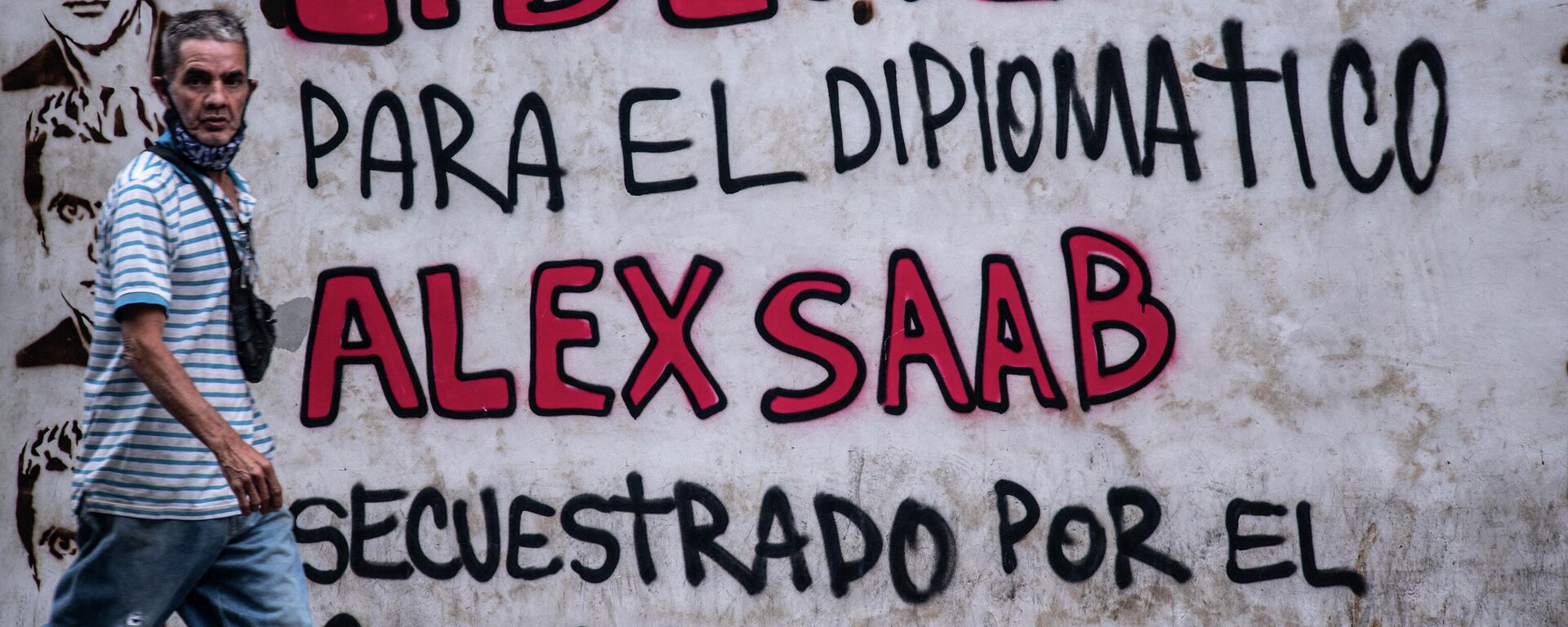 Un grafiti en Caracas en reclamo por la libertad de Alex Saab, detenido en Cabo Verde - Sputnik Mundo, 1920, 07.09.2021