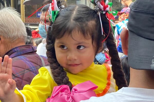 Una niña luce trenzas decorativas con los colores de la bandera mexicana, alusivas a las Fiestas Patrias  - Sputnik Mundo