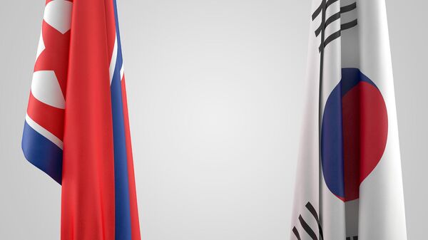 Las banderas de Corea del Norte y Corea del Sur - Sputnik Mundo