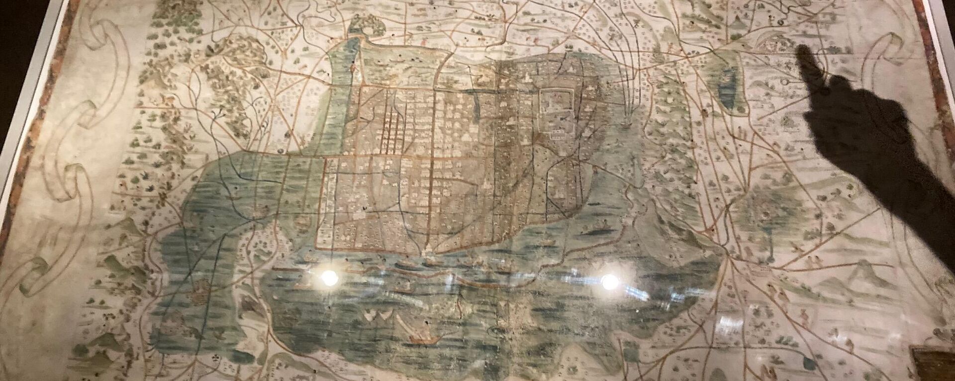 Mapa de México—Tenochtitlan y sus contornos del Valle de México hacia 1550, expuesto en el museo nacional de Antropología en la Ciudad de México
 - Sputnik Mundo, 1920, 11.10.2021
