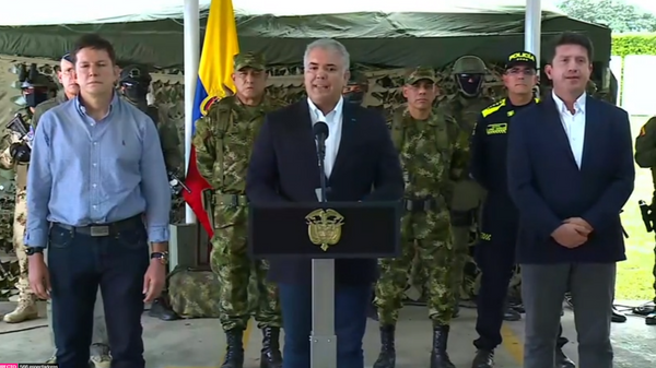 Iván Duque, presidente de Colombia, ofrece declaración por la captura de 'Otoniel', el narco más buscado de Colombia, el 23 de octubre del 2021 - Sputnik Mundo