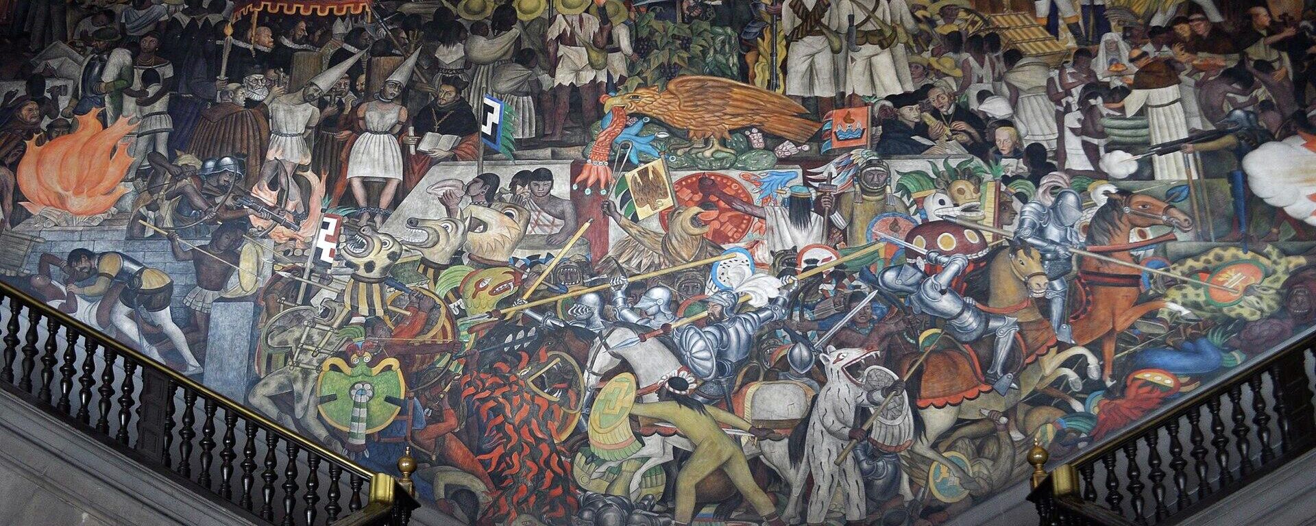 Epopeya del pueblo mexicano (1935), mural de Diego Rivera en CDMX.  - Sputnik Mundo, 1920, 09.12.2021