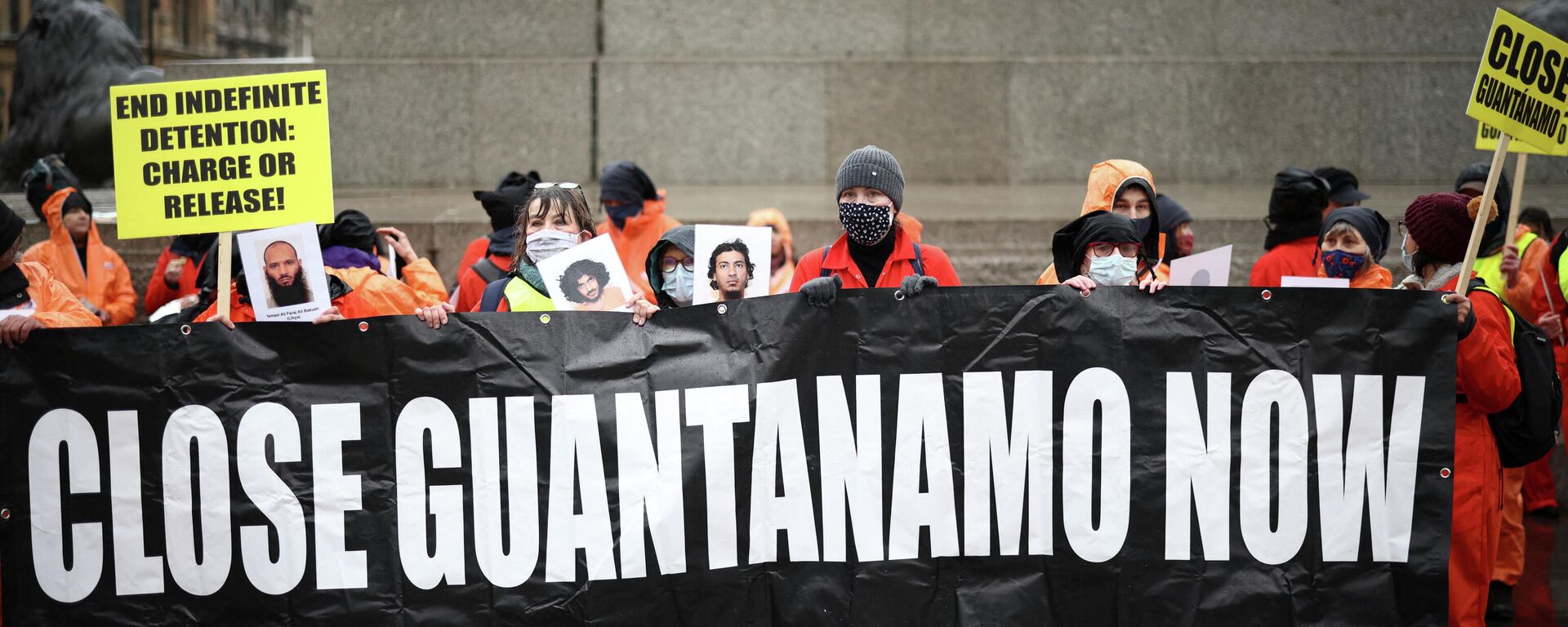 Una protesta en Londres, los manifestantesque piden el cierre del campo de detención de Guantánamo - Sputnik Mundo, 1920, 21.01.2022