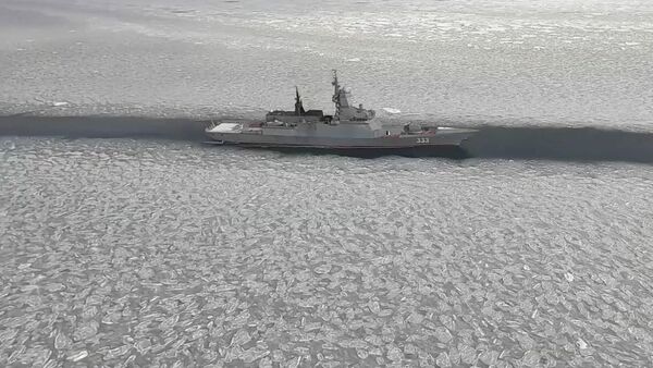 Así los buques rusos de la Flota del Pacífico se abren paso en medio del hielo | Video - Sputnik Mundo