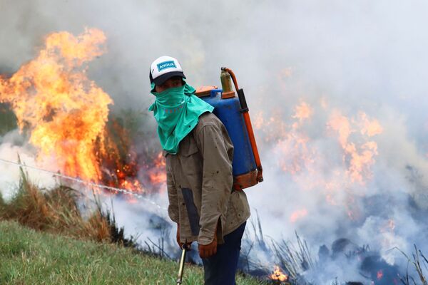 La provincia sufre desde mediados de enero pasado los incendios; a fines de enero, ya se habían registrado más de 1.000 incendios activos.En la foto: extinción de incendios naturales en la provincia de Corrientes. - Sputnik Mundo