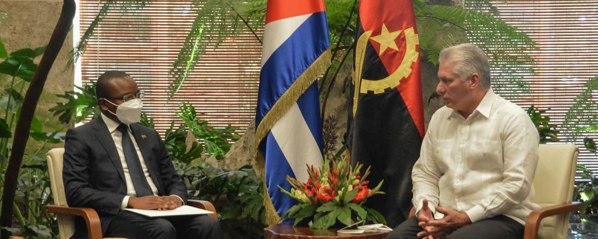 El ministro de Estado de Angola, Adão Francisco Correia de Almeida y el presidente cubano, Miguel Díaz-Canel - Sputnik Mundo, 1920, 01.03.2022