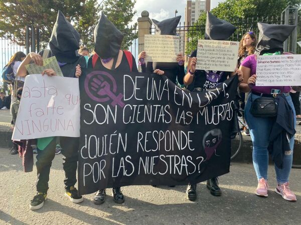 En la marcha también se presentó la oportunidad para protestar contra los feminicidios en el país. Según el Observatorio Feminicidios Colombia, en 2021 se presentaron 622 asesinatos. - Sputnik Mundo