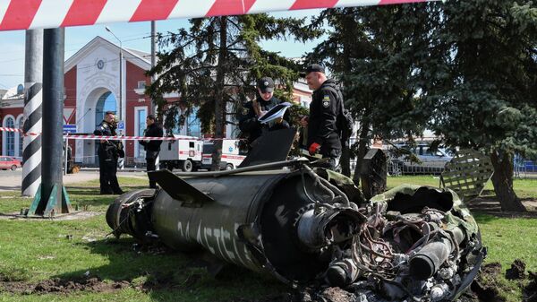 Lugar del ataque con misiles contra una estación de tren de la ciudad de Kramatorsk - Sputnik Mundo