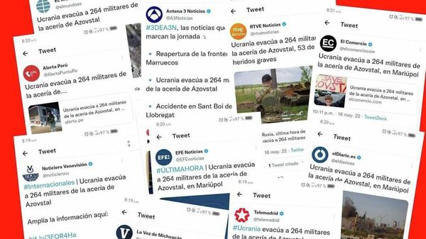 Recopilación de twits de la prensa española sobre la rendición de los combatientes de Azov en Azovstal - Sputnik Mundo