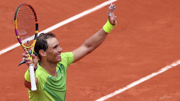 El tenista español Rafael Nadal tras derrotar al australiano Jordan Thompson en Roland Garros 2022 - Sputnik Mundo