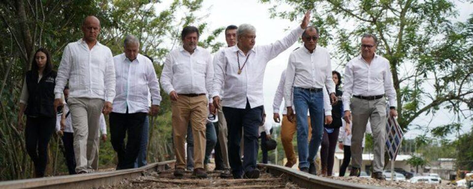 El presidente de México, Andrés Manuel López Obrador, durante el inicio de las obras del Tren Maya - Sputnik Mundo, 1920, 31.05.2022