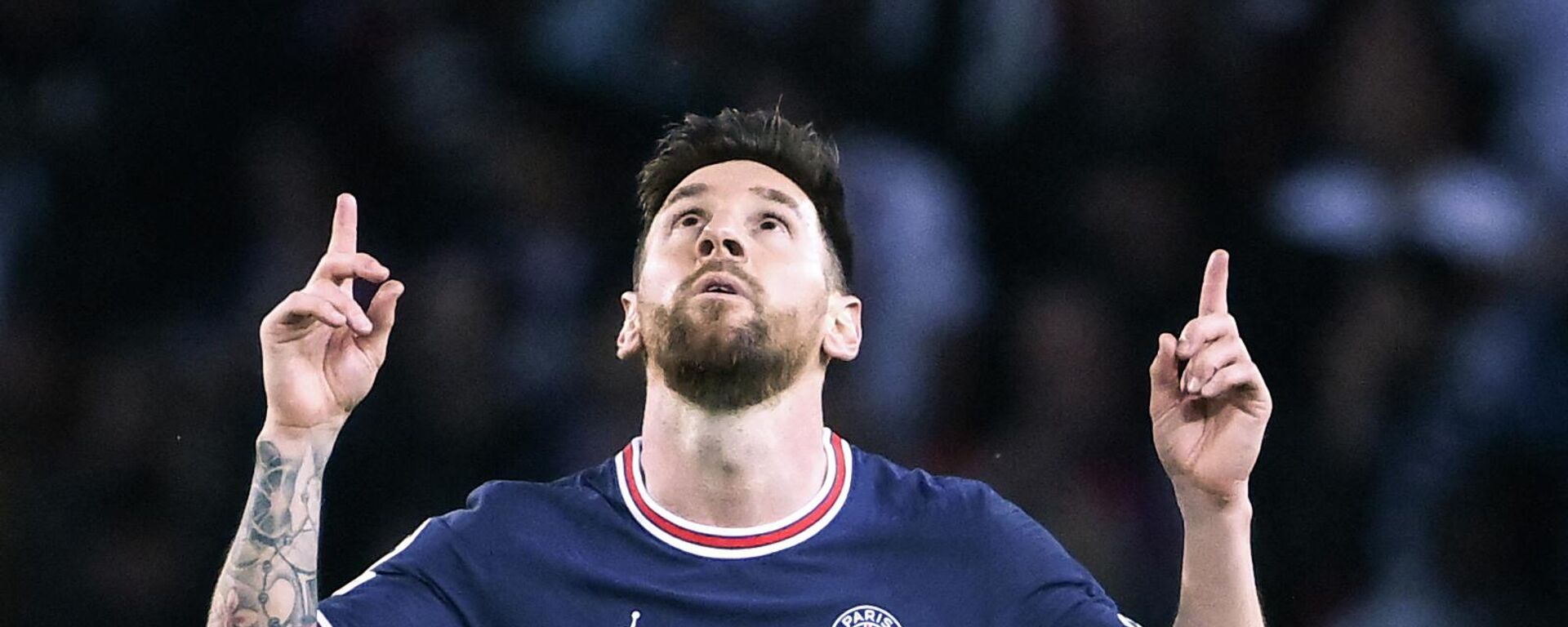 Lionel Messi tras el tercer gol marcado por el PSG al RB Leipzig en el partido de la Liga de Campeones de la UEFA - Sputnik Mundo, 1920, 24.06.2022