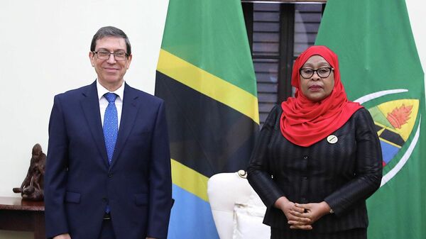 El ministro cubano de Relaciones Exteriores, Bruno Rodríguez Parrilla, y la presidenta de la República Unida de Tanzania, Suluhu Samia - Sputnik Mundo