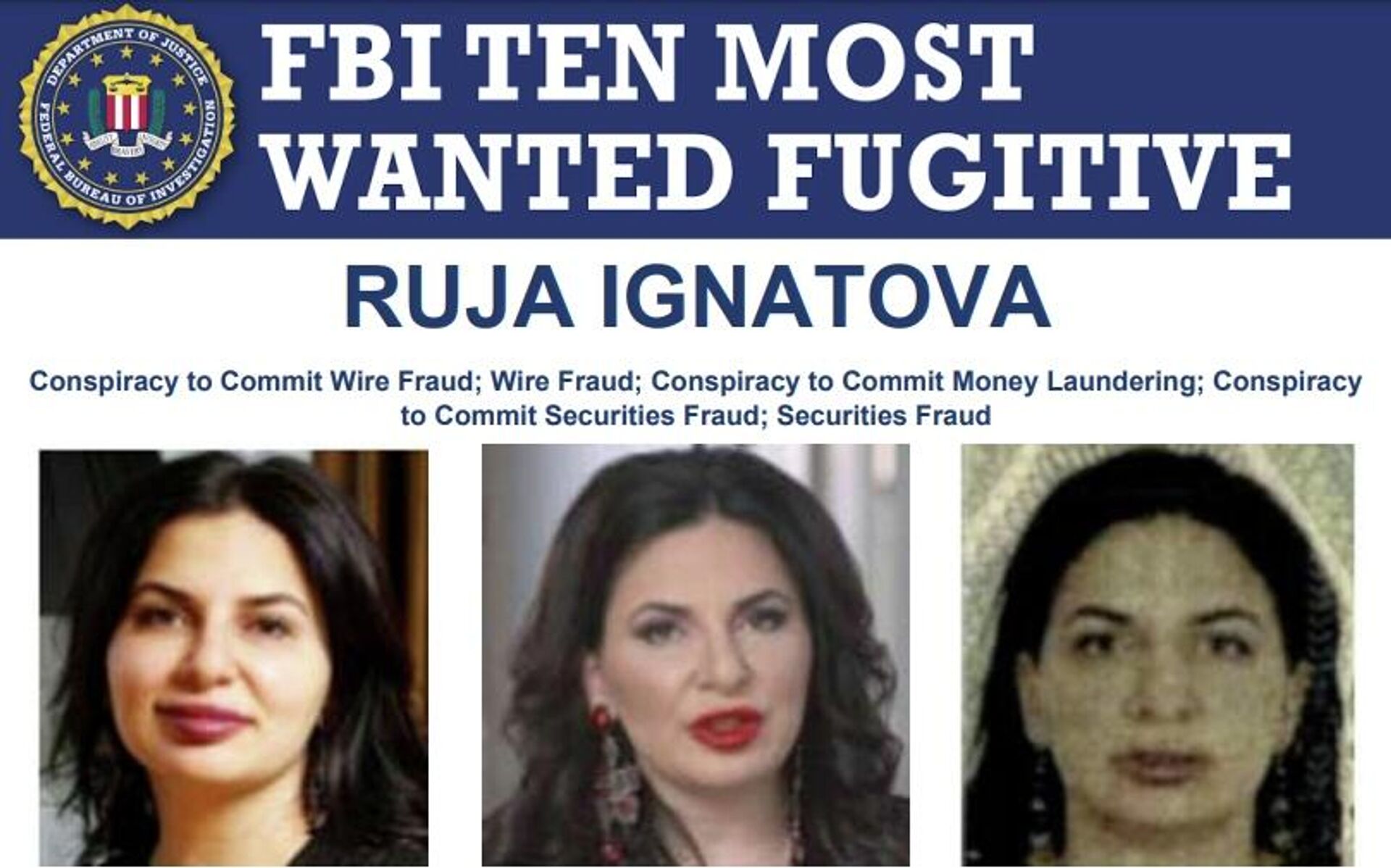 Ficha del FBI sobre Ruja Ignatova, acusada de fraude internacional con criptomonedas - Sputnik Mundo, 1920, 01.07.2022