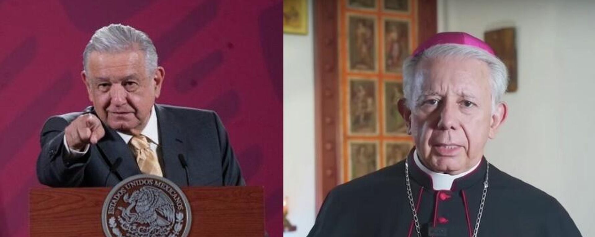 El presidente mexicano, Andrés Manuel López Obrador, y Monseñor Ramón Castro, secretario general de la Conferencia del Episcopado Mexicano - Sputnik Mundo, 1920, 04.07.2022