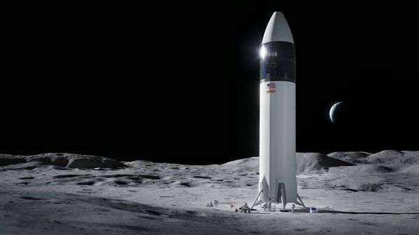 Un 'render' de Starship, la nave espacial desarrollada por SpaceX y la NASA - Sputnik Mundo