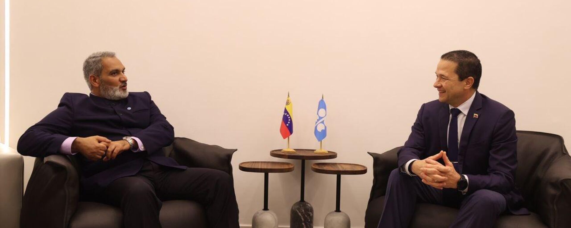 Haitham Al Ghais, el secretario general de la Organización de Países Exportadores de Petróleo, con Carlos Faría, el canciller de Venezuela - Sputnik Mundo, 1920, 14.09.2022