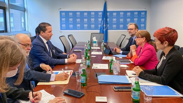 El canciller de Venezuela, Carlos Faría, en reunión con la secretaria general de la Conferencia de las Naciones Unidas sobre Comercio y Desarrollo, Rebeca Grynspan - Sputnik Mundo