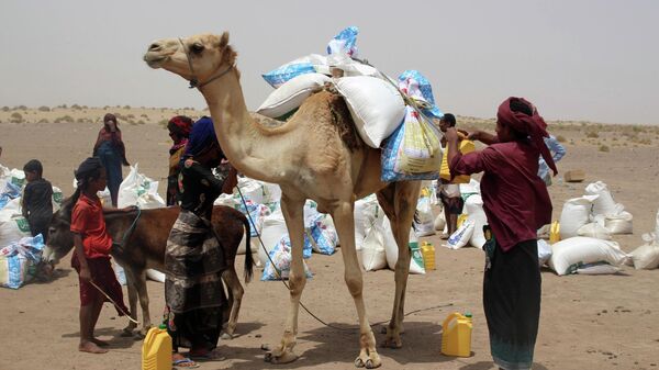 Las familias pobres de Yemen reciben raciones de harina y otros alimentos básicos - Sputnik Mundo