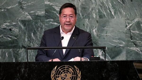 El presidente de Bolivia, Luis Arce, en la Asamblea General de la ONU - Sputnik Mundo