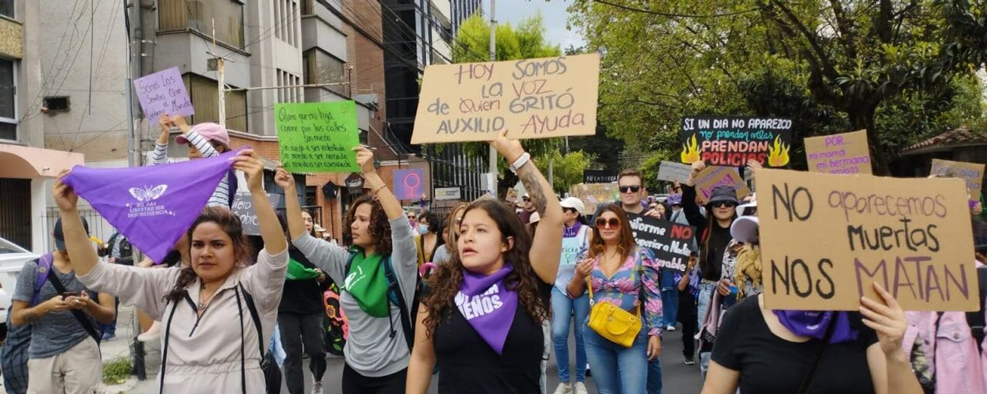 Marcha en Quito contra la violencia de género que este 2022 cobró la vida a más de 206 personas - Sputnik Mundo, 1920, 01.10.2022